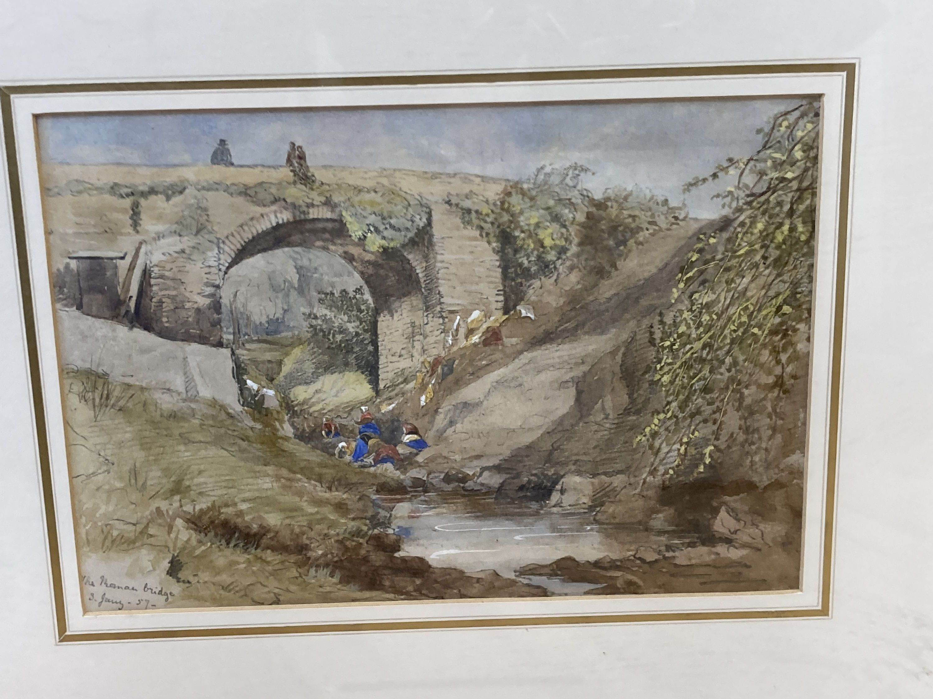 John Henry Mole (1814-1886), watercolour, Northumberland coast, initialled, 22 x 37cm with four other assorted watercolours